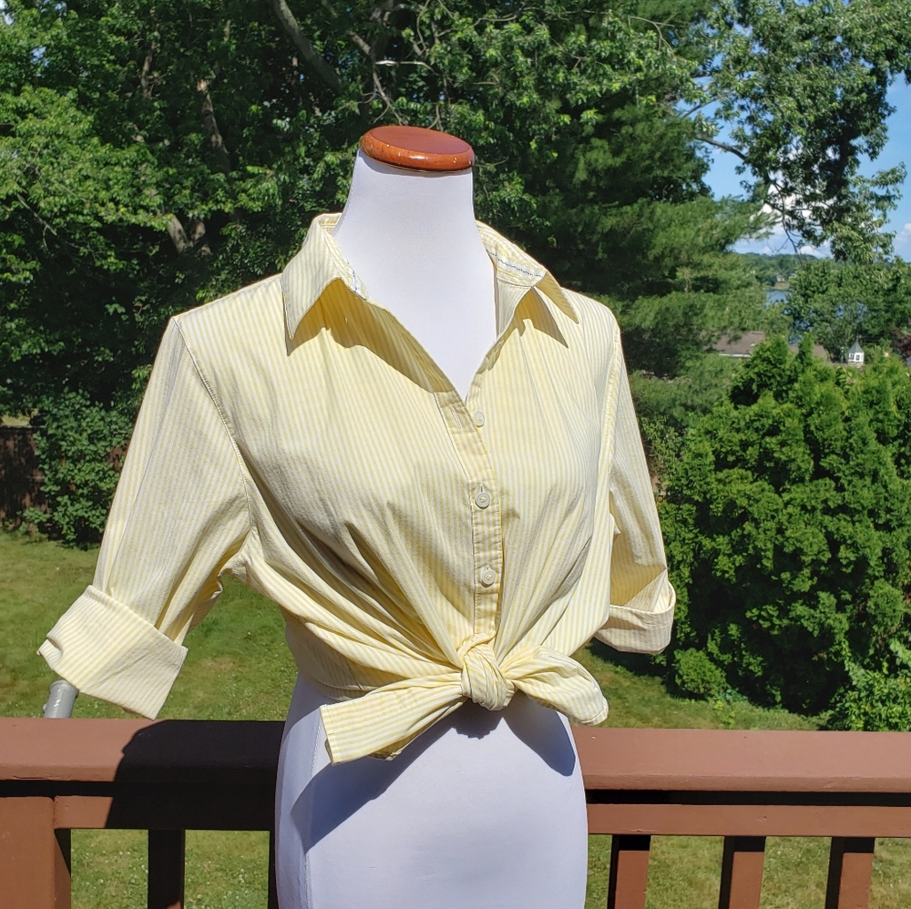 xx LORD AND TAYLOR Yellow Striped Top Sz XL EUC - Picture 3 of 13